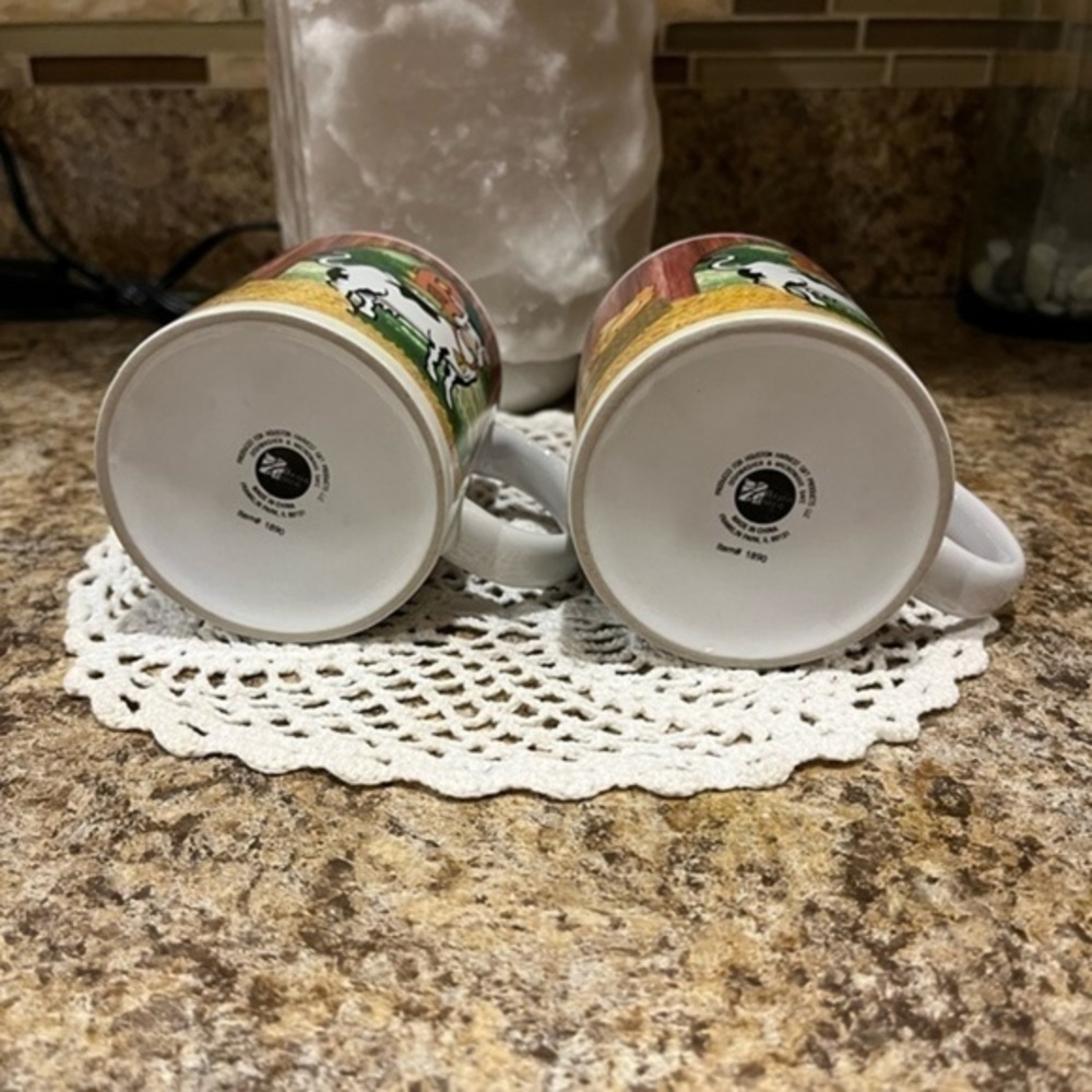Houston Harvest Fun Cow and Barn Farm Mug Set of Two Coffee Tea - Picture 13 of 13